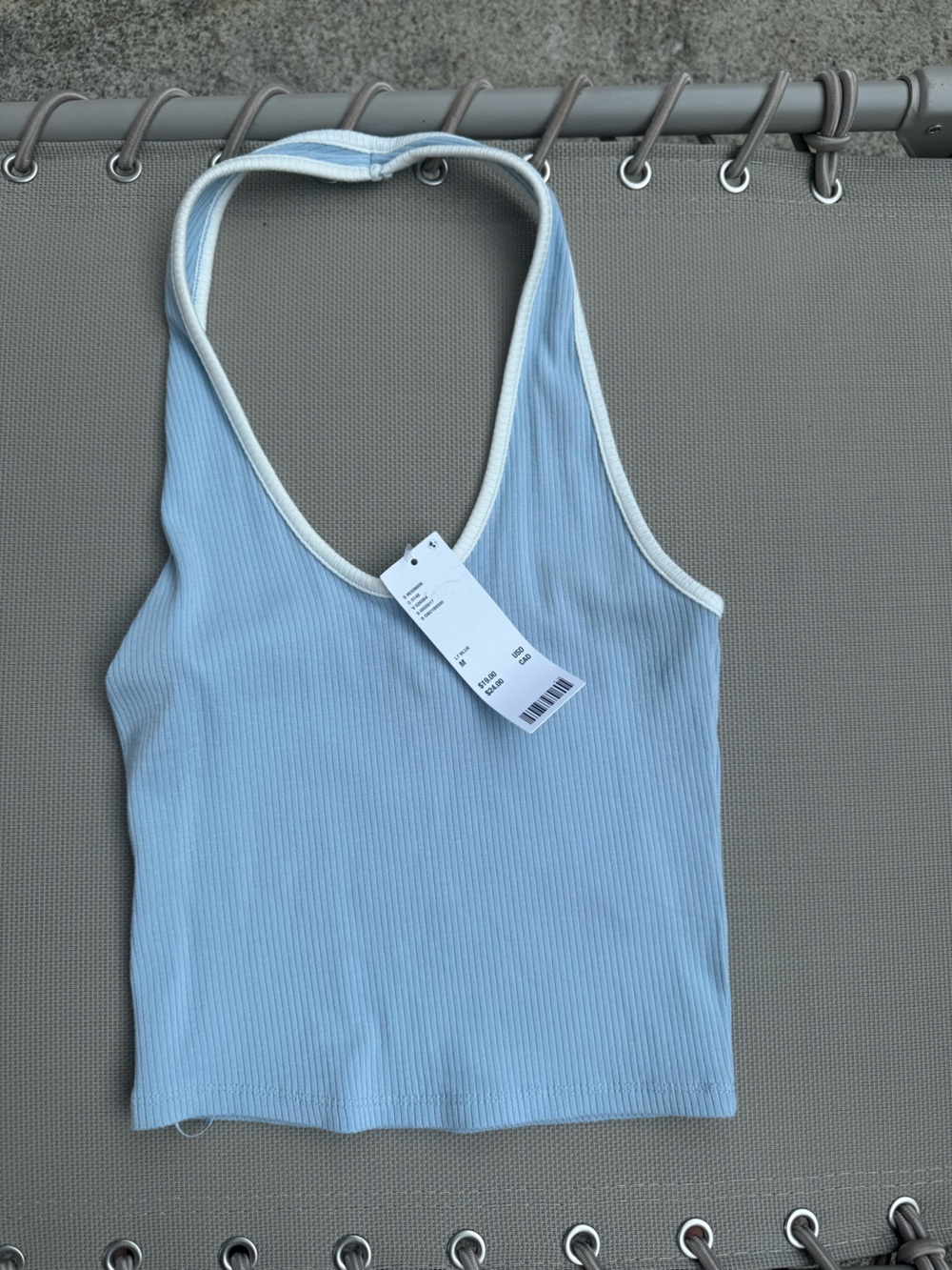NWT Light Blue Ribbed Tank with White Trim